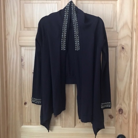 Tracy M. embellished waterfall open cascade front cardigan size small - Picture 2 of 8